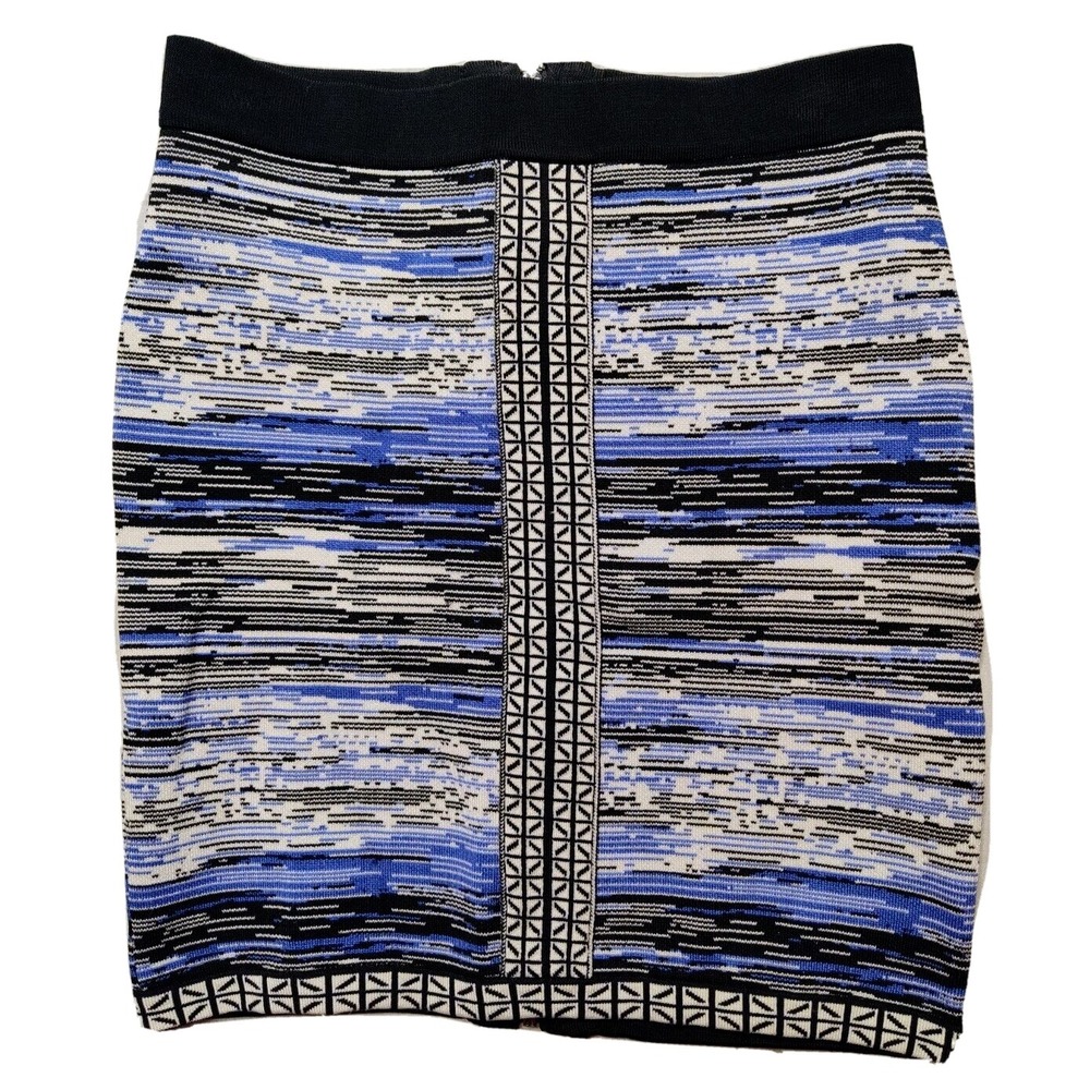 PARKER Women Size XS Blue Black Abstract Rayon Nylon Blend Full Zip 16" Skirt